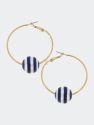 Lizzie Threaded Nautical Ceramic Hoop Earrings - Navy/White
