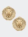 Louise Lion Head Stud Earrings - Worn Gold