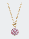 Meredith Chinoiserie T-Bar Necklace - Pink & White