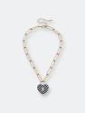 Monclér Gingham Heart Padlock Necklace - Navy