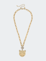 Mya Pearl & Pavé Cluster Jaguar Pendant Necklace - Worn Gold