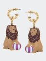 Paris Enamel Lion Earrings In Brown & Pink - Brown/Pink