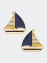 Penny Enamel Sailboat Stud Earrings - Yellow/Navy
