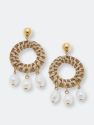 Reyna Wicker & Pearl Drop Hoop Earrings in Natural - Natural