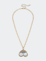 Stuck On You Chenille Glitter Rainbow Patch Necklace - Multi