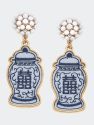 Stuck On You Ginger Jar Double Happiness Patch Earrings - Blue