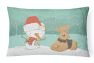 12 in x 16 in  Outdoor Throw Pillow Airedale Terrier Snowman Christmas Canvas Fabric Decorative Pillow