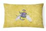 12 in x 16 in  Outdoor Throw Pillow Bee on Yellow Canvas Fabric Decorative Pillow