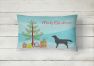 12 in x 16 in  Outdoor Throw Pillow Black Labrador Retriever Merry Christmas Tree Canvas Fabric Decorative Pillow
