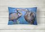 12 in x 16 in  Outdoor Throw Pillow Blue Heron Love Canvas Fabric Decorative Pillow