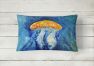 12 in x 16 in  Outdoor Throw Pillow Calm Water Jellyfish Canvas Fabric Decorative Pillow