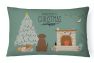 12 in x 16 in  Outdoor Throw Pillow Chocolate Labrador Christmas Everyone Canvas Fabric Decorative Pillow