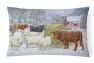 12 in x 16 in  Outdoor Throw Pillow Cows and Sheep in the Snow Canvas Fabric Decorative Pillow