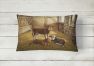 12 in x 16 in  Outdoor Throw Pillow Cows Calves in the Barn Canvas Fabric Decorative Pillow