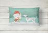 12 in x 16 in  Outdoor Throw Pillow Dalmatian and Snowman Christmas Canvas Fabric Decorative Pillow