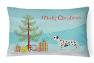 12 in x 16 in  Outdoor Throw Pillow Dalmatian Merry Christmas Tree Canvas Fabric Decorative Pillow