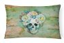 12 in x 16 in  Outdoor Throw Pillow Day of the Dead Skull with Flowers Canvas Fabric Decorative Pillow - Default Title