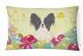 12 in x 16 in  Outdoor Throw Pillow Easter Eggs Papillon Black White Canvas Fabric Decorative Pillow