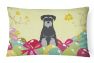 12 in x 16 in  Outdoor Throw Pillow Easter Eggs Standard Schnauzer Black Grey Canvas Fabric Decorative Pillow