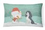 12 in x 16 in  Outdoor Throw Pillow English Springer Spaniel Snowman Christmas Canvas Fabric Decorative Pillow