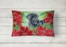12 in x 16 in  Outdoor Throw Pillow Giant Schnauzer Poinsettas Canvas Fabric Decorative Pillow