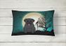 12 in x 16 in  Outdoor Throw Pillow Halloween Scary Pug Black Canvas Fabric Decorative Pillow