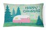 12 in x 16 in  Outdoor Throw Pillow Happy Campers Glamping Trailer Canvas Fabric Decorative Pillow