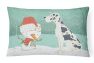 12 in x 16 in  Outdoor Throw Pillow Harlequin Great Dane Snowman Christmas Canvas Fabric Decorative Pillow