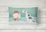 12 in x 16 in  Outdoor Throw Pillow Harlequin Great Dane Snowman Christmas Canvas Fabric Decorative Pillow