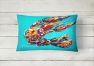 12 in x 16 in  Outdoor Throw Pillow Lucy the Crawfish in blue Canvas Fabric Decorative Pillow