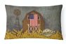 12 in x 16 in  Outdoor Throw Pillow Patriotic Barn Land of America Canvas Fabric Decorative Pillow