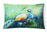 12 in x 16 in  Outdoor Throw Pillow Proud Peacock Green Canvas Fabric Decorative Pillow