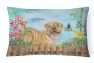 12 in x 16 in  Outdoor Throw Pillow Shar Pei Puppy Spring Canvas Fabric Decorative Pillow