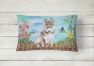 12 in x 16 in  Outdoor Throw Pillow Siberian Husky Grey Spring Canvas Fabric Decorative Pillow