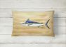 12 in x 16 in  Outdoor Throw Pillow Swordfish on Sandy Beach Canvas Fabric Decorative Pillow