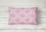 12 in x 16 in  Outdoor Throw Pillow Watercolor Princess Crown on Pink Canvas Fabric Decorative Pillow