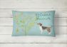 12 in x 16 in  Outdoor Throw Pillow Welcome Friends Beagle Canvas Fabric Decorative Pillow