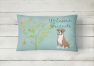 12 in x 16 in  Outdoor Throw Pillow Welcome Friends Flashy Fawn Boxer Canvas Fabric Decorative Pillow