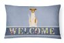 12 in x 16 in  Outdoor Throw Pillow Whippet Welcome Canvas Fabric Decorative Pillow