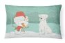 12 in x 16 in  Outdoor Throw Pillow White Boxer and Snowman Christmas Canvas Fabric Decorative Pillow
