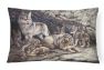 12 in x 16 in  Outdoor Throw Pillow Wolf Wolves by the Den Canvas Fabric Decorative Pillow