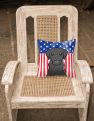 14 in x 14 in Outdoor Throw PillowAmerican Flag and Black Labrador Fabric Decorative Pillow
