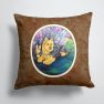 14 in x 14 in Outdoor Throw PillowAustralian Terrier and Puppy  Fabric Decorative Pillow