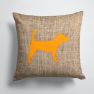 14 in x 14 in Outdoor Throw PillowBeagle Burlap and Orange BB1087 Fabric Decorative Pillow