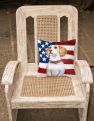 14 in x 14 in Outdoor Throw PillowBeagle Patriotic Fabric Decorative Pillow