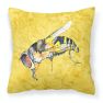 14 in x 14 in Outdoor Throw PillowBee on Yellow Fabric Decorative Pillow