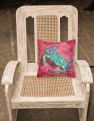 14 in x 14 in Outdoor Throw PillowBlue Crab on Red Fabric Decorative Pillow
