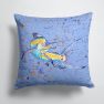 14 in x 14 in Outdoor Throw PillowBlue Marlin Fish Fabric Decorative Pillow