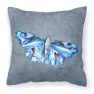 14 in x 14 in Outdoor Throw PillowButterfly on Gray Fabric Decorative Pillow
