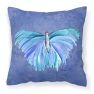 14 in x 14 in Outdoor Throw PillowButterfly on Slate Blue Fabric Decorative Pillow